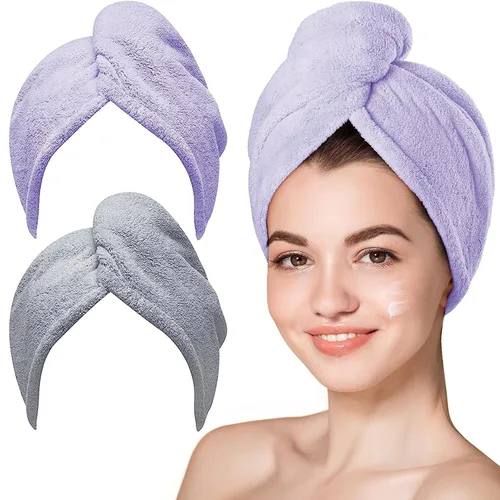 Vista 19 de Hicober Toalla de microfibra para el cabello, toallas de secado rápido para mujeres, turbante suave y ligero de secado rápido para cabello rizado
