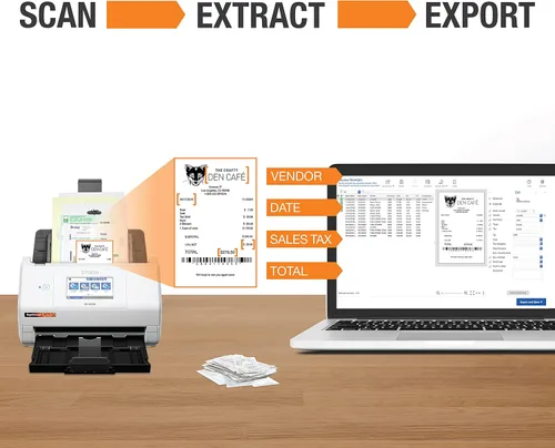 Vista 3 de Epson RapidReceipt RR-600W Escáner de recibos y documentos inalámbrico de escritorio a color dúplex con software de gestión de recibos, pantalla