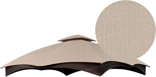 APEX GARDEN Toldo de repuesto para el cenador Lowe's modelo #GF-12S004B-1 / GF-12S004BTO (tela Ripstop beige)