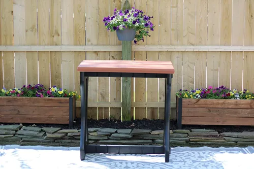 Vista 10 de Doble barra gris profundo superior y base negra, ideal para patio, bañera de hidromasaje, patio trasero, diseño duradero resistente a la intemperie
