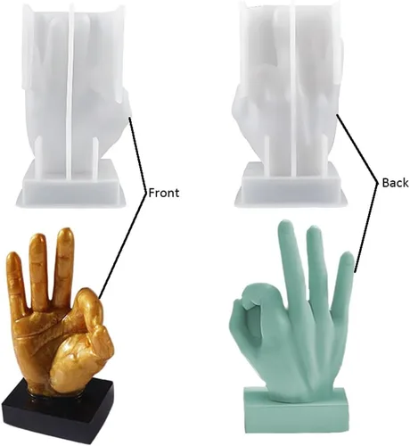 Vista 7 de Molde de silicona en forma de mano, molde de vela de gestos creativos, molde de fundición de resina 3D para hacer velas y hornear, hacer jabón