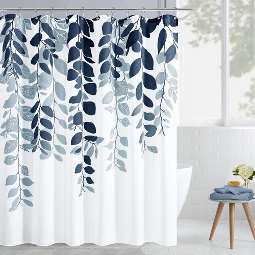 Vista 36 de BOODII Cortinas de ducha negras de 36 x 72 pulgadas, cortina de ducha de eucalipto de primavera para baño, cortina de baño con textura de flameado