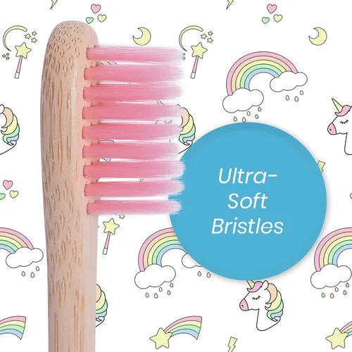 Vista 4 de Lingito Cepillos de dientes de bambú natural, cerdas suaves sin BPA, respetuosos con la naturaleza, paquete de cepillos de dientes naturales