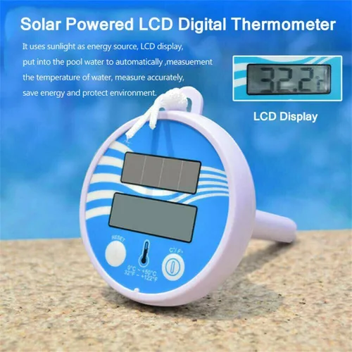 Vista 9 de Syrisora Termómetro de piscina, termómetro flotante para piscina, termómetro de agua flotante, medidor de temperatura digital con energía solar