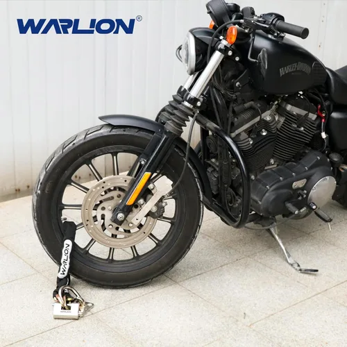 Vista 9 de WARLION Kit de bloqueo de cadena de motocicleta resistente, cadena de seguridad a prueba de cortes de 4 x 516 pulgadas y candado de acero inoxidable