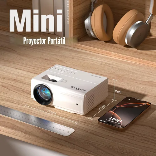 Vista 7 de AuKing Proyector, mini proyector actualizado 2025, proyector de video de cine en casa Full HD 1080P, compatible con HDMI/USB/AV/Smartphone/TV