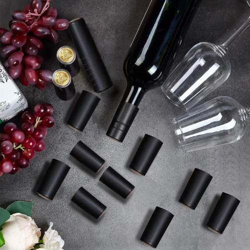 Vista 3 de Blulu 120 piezas de cápsulas termorretráctiles de PVC para botellas de vino, tapas de botella para elaboración de vino, ideales para bodegas y uso