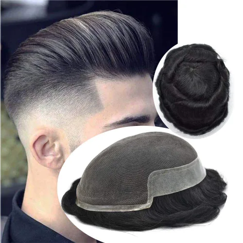 Vista 31 de Toupee - Sistema de cabello humano no quirúrgico para hombres Toupee indetectable de encaje para hombres, extensiones de cabello gris 100% cabello