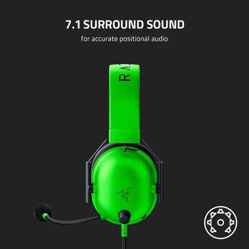Vista 6 de Razer BlackShark V2 X Auriculares para gamer sonido envolvente 7.1, controladores de 1.9 , almohadillas de espuma viscoelástica, para computador