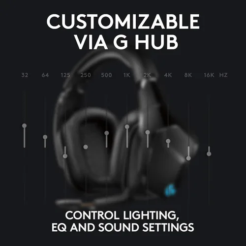 Vista 5 de Auriculares Logitech G935 inalámbricos, sonido envolvente DTS X 7.1, con tecnología Lightsync RGB (rojo, verde, azul) para juegos en computadora