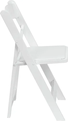 Vista 70 de HERCULES™ silla plegable de madera blanca, con asiento acolchado, Vinilo, Mahogany