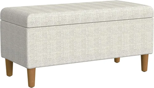 Vista 18 de HomePop Banco de almacenamiento grande copetudo, color marrón antiguo