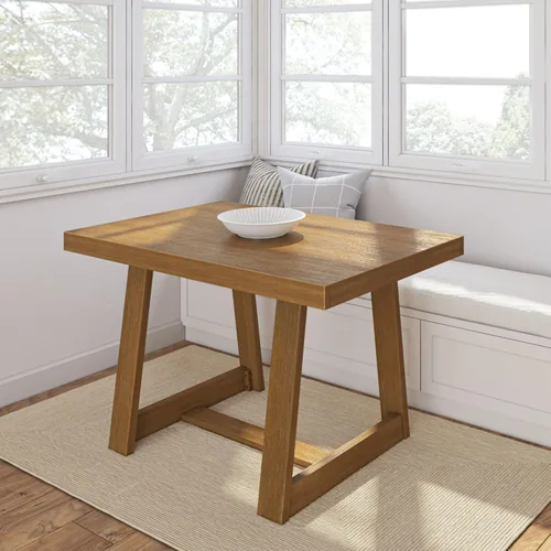 Vista 9 de Plank+Beam Banco de Comedor Estilo Granja de 60 Pulgadas, Banco de Entrada de Madera Maciza, Banco de Madera para Exteriores, Asiento de Comedor
