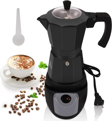 Cafetera de café de aluminio eléctrica Moka Pot de 5-6 tazas 270ml, cafetera de espresso portátil para estufa, cafetera italiana clásica de Greca