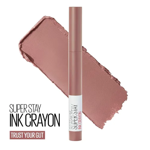 Vista 2 de Maquillaje de lápiz labial Maybelline Super Stay Ink Crayon, lápiz labial mate con punta de precisión con sacapuntas integrado, larga duración