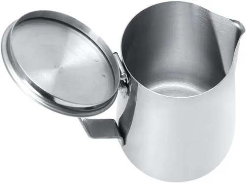 Vista 4 de Jerliflyer Jarra de arte latte de 33.8 fl oz, jarra de espuma de leche de acero inoxidable, taza de café, jarra de espuma de leche para máquinas