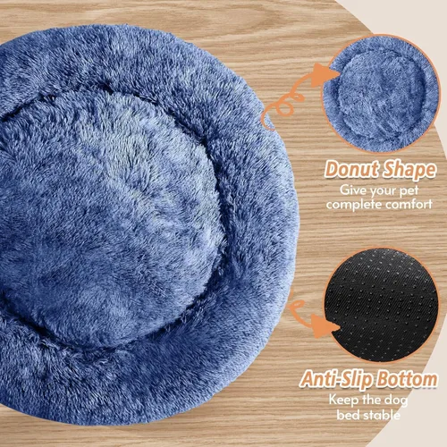Vista 308 de JOLLYVOGUE Cama Calmante para Perros Pequeños - Cama para Perros Pequeños en Forma de Dona Lavable de 23 Pulgadas para Gatitos y Cachorros, Camas