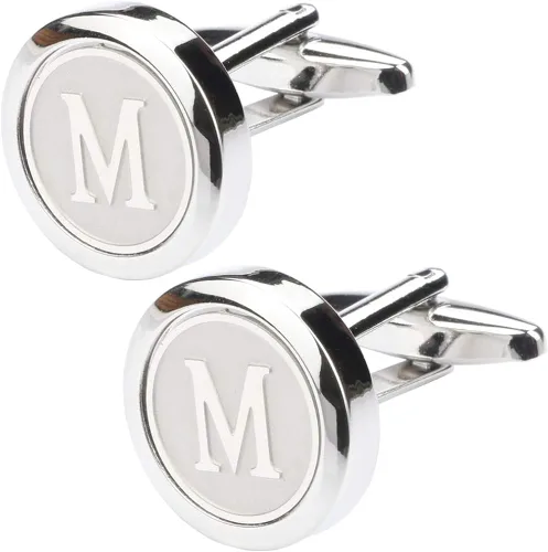 Dannyshi Gemelos clásicos de acero inoxidable para hombre 26 letras del alfabeto
