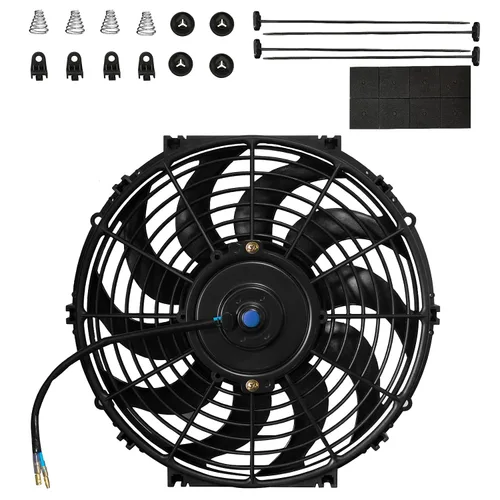 MuHize Ventilador de refrigeración eléctrico automotriz del radiador de 12" con el kit de montaje 12V 80W | Ventilador delgado de alto rendimiento,