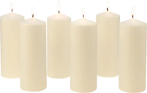 Vista 3 de Stonebriar Velas de pilar sin perfume de 80 horas de larga duración, 3 x 8, marfil, 6 unidades y 35 horas de larga combustión sin perfume, 3 x 4