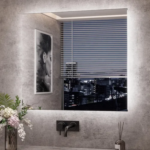 Vista 31 de TETOTE - Espejo retroiluminado de 84 x 32 pulgadas con luces LED para baño, antiempañante, espejo iluminado regulable (horizontal/vertical), espejo