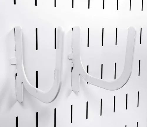 Vista 11 de Wall Control Gancho en U ranurado para tablero de clavijas Wall Control solamente, alcance de gancho de clavija de 4 pulgadas, paquete de 2 ganchos