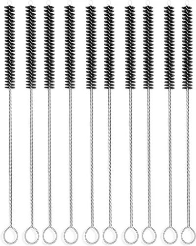 Cepillo de paja largo, limpiador de tubos de nylon 10-ihch X 2/5 pulgadas Juego de 10 (negro)