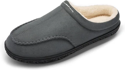 DREAM PAIRS Men's Fuzzy Memory Foam Slip-on Moccasin Washable House Slippers, Cozy Warm Wool-Like Lining and Anti-Skid Rubber Sole for Indoor and
