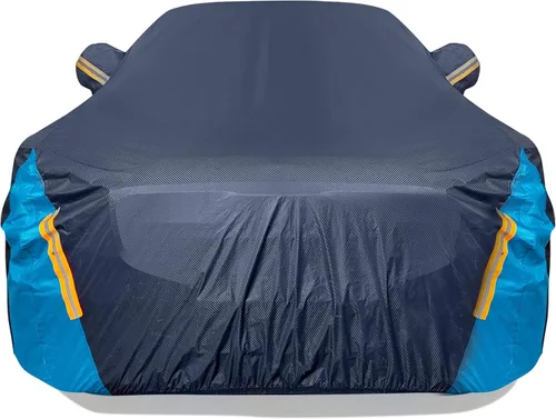 Vista 8 de Funda de coche impermeable de 2 puertas, para todo tipo de clima para automóviles, cubierta completa para exteriores con protección contra lluvia