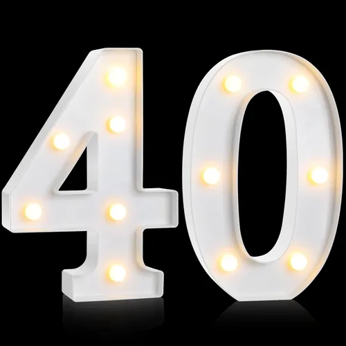 Vista 13 de Treela Números LED iluminados decorativos de 8.7'' de cumpleaños, letrero de números de marquesina de purpurina para decoración de fiesta