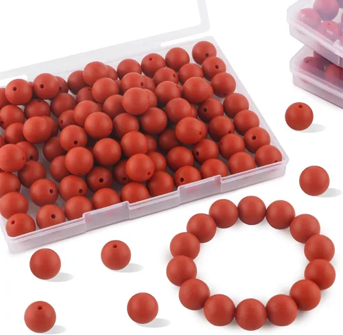 Vista 18 de Sunrony 70 cuentas de silicona para hacer collares, cuentas redondas de silicona a granel de 0.591 in para bolígrafos (blanco)