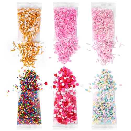 Vista 11 de Chispas para decoración de pasteles, cupcakes, galletas, cobertura para helado, 6 paquetes de chispas azules, chispas de copos de nieve de invierno