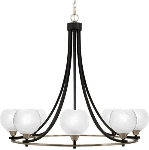 Vista 57 de Toltec Lighting 3408-BN-300 Paramount - Lámpara de araña de 8 luces elevadas, 31 pulgadas de alto y 31.25 pulgadas de ancho, color acabado: níquel