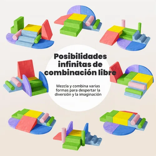 Vista 7 de Teckid - Bloques de escalada de espuma suave de 8 piezas para niños pequeños de 1 a 3 años Multicolor