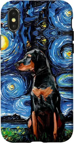 Vista 5 de Black and Tan Coonhound Starry Night Art – Dog Lover Gift Case for iPhone 17