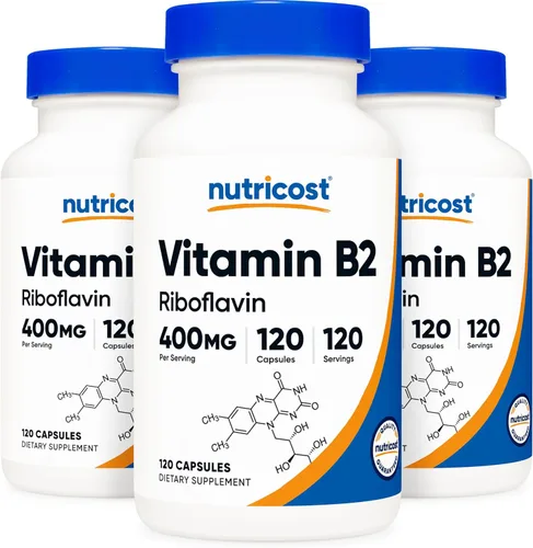 Vista 6 de Vitamina B2 Nutricost (riboflavina) 0.014 onzas, 120 cápsulas, 1 botella, 1
