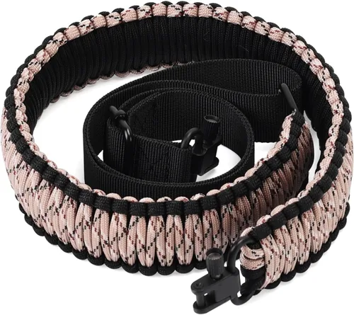 Vista 16 de VVAAGG Eslinga de dos puntos para rifle con paracord y anillas giratorias, eslinga para arma con longitud ajustable y correa antideslizante