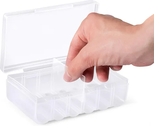 Vista 3 de GlossyEnd Juego de 4 cajas de almacenamiento de baterías AA y dos AAA, estuche de almacenamiento de batería, soporte de batería transparente