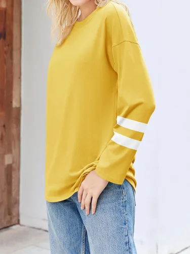 Vista 111 de Fisoew Camisetas de manga larga para mujer, holgadas, casuales, con cuello redondo, blusa suave