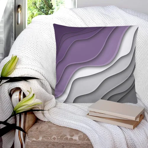 Vista 7 de Juego de 2 fundas de almohada de arte abstracto morado y gris de 16 x 16 pulgadas, modernas fundas de almohada cuadradas degradadas, fundas