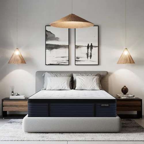 DreamSuite - Colchón híbrido EuroTop de látex fresco de 14.5 pulgadas, individual, mediano
