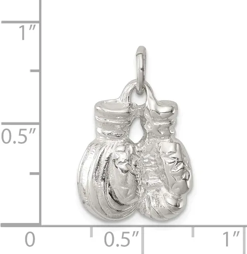 Vista 2 de Colgante de plata de ley 925 maciza para hombre con guantes de boxeo 0748in x 0591in