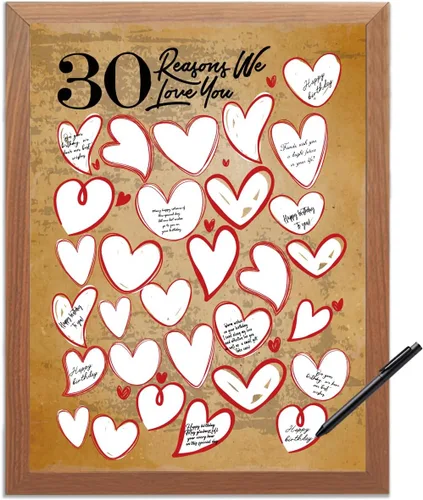 Decoración de pared de 30 razones por las que te amamos, regalos de cumpleaños para mujeres y hombres, lienzo de invitados de 30 aniversario o
