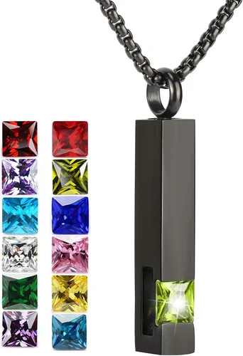YOUFENG collar con urna para cenizas, cubos de piedras natales, urna para cenizas humanas, collar de urna de cremación, relicario, recuerdo
