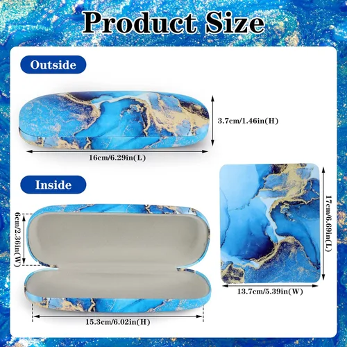 Vista 2 de QSCFKL Hard Shell Eyeglasses Case, Protective Hard Glasses Case with Cleaning Cloth Portable Eyewear Case for Women Men