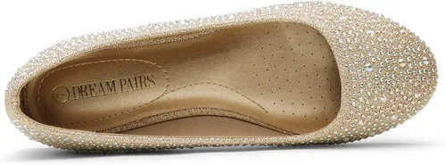 Vista 3 de DREAM PAIRS Sole-Shine - Zapatos planos de ballet con diamantes de imitación para mujer