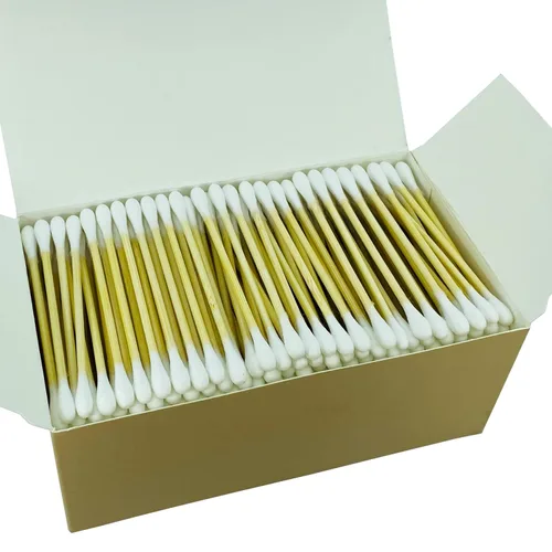 Vista 4 de CGR - 1050 hisopos de algodón orgánico, 100% algodón de doble punta, palitos de bambú (compostables), paquete de viaje