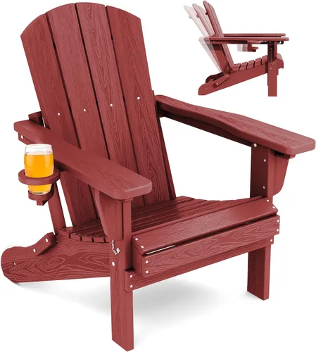 Vista 42 de SERWALL Silla Adirondack plegable ajustable, silla Adirondack reclinable con portavasos, Aruba
