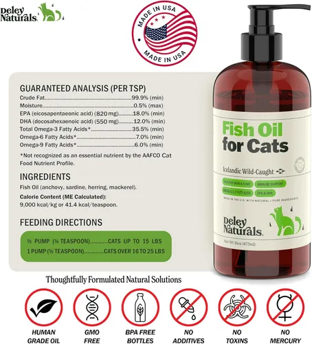 Vista 6 de Wild Caught - Aceite de pescado para gatos, omega 3-6-9, no contiene ingredientes modificados genéticamente, reduce la muda, ayuda a la piel