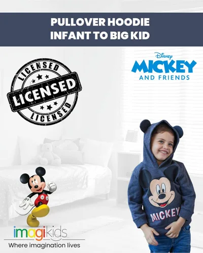 Vista 2 de Disney Lion King Winnie the Pooh Pixar Monsters Inc. Mickey Mouse Lilo & Stitch Fleece Pullover Hoodie Infant to Big Kid